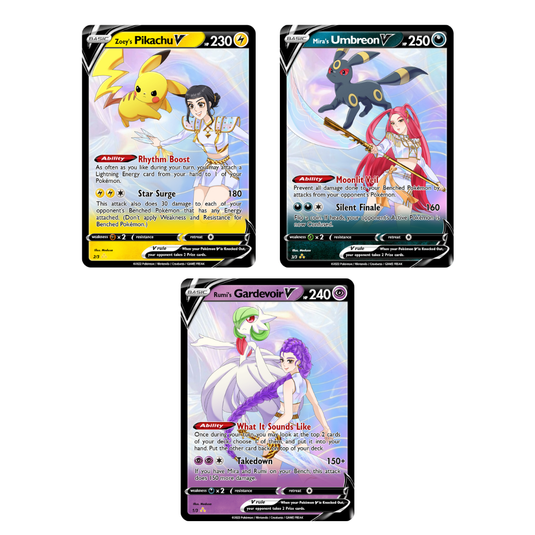 3 K-Pop Demon Hunters Custom Pokmon Cards Medusa Case 3 K-Pop Demon Hunters Custom Pokmon Cards Medusa Case
