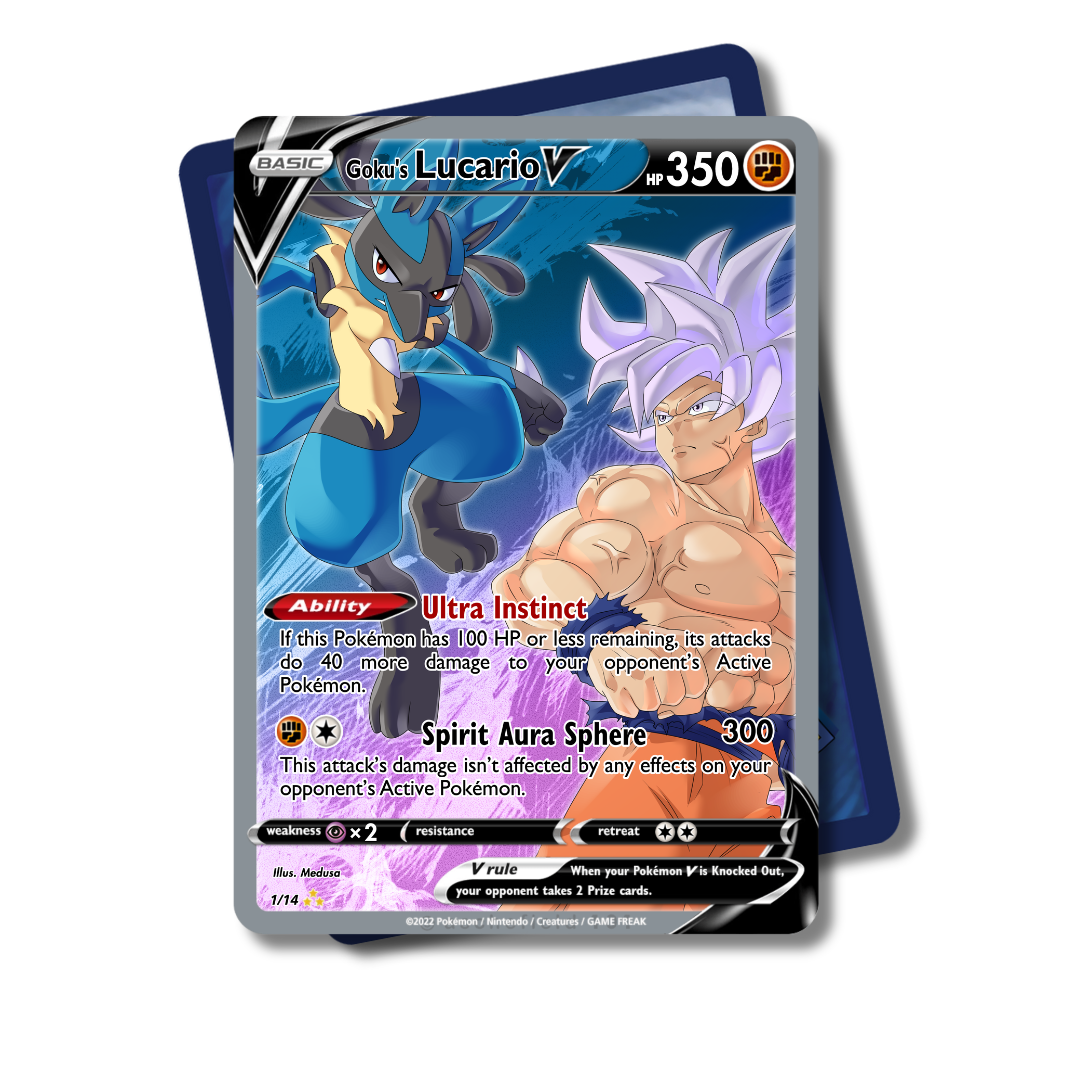 lucario v pokemon card Goku's Custom Bundle / ETB / Trove Fighting / 210 / OPTIONS:TRIPLE THE ODDS AT PONCHO (1/1000 to now 3/1000) + PSA 10 GUARANTEED BEST NON EX CARD