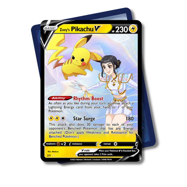 pokemon pikachu v card Zoey's Pikachu V Custom Pokémon Card – Medusa Case